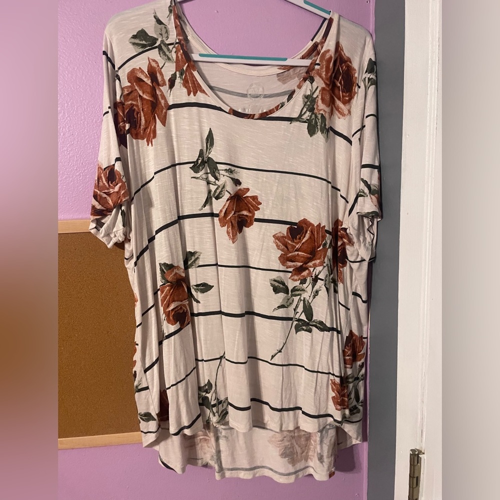 White, floral, Maurice’s top